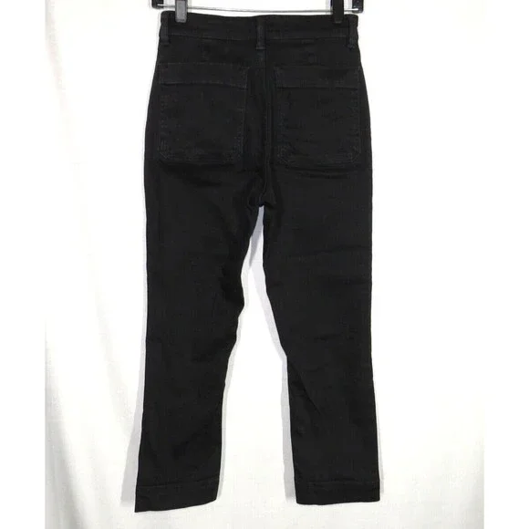 Everlane Women's The Slim Leg Crop Pants Cotton Twill Black -Pockets Size 00